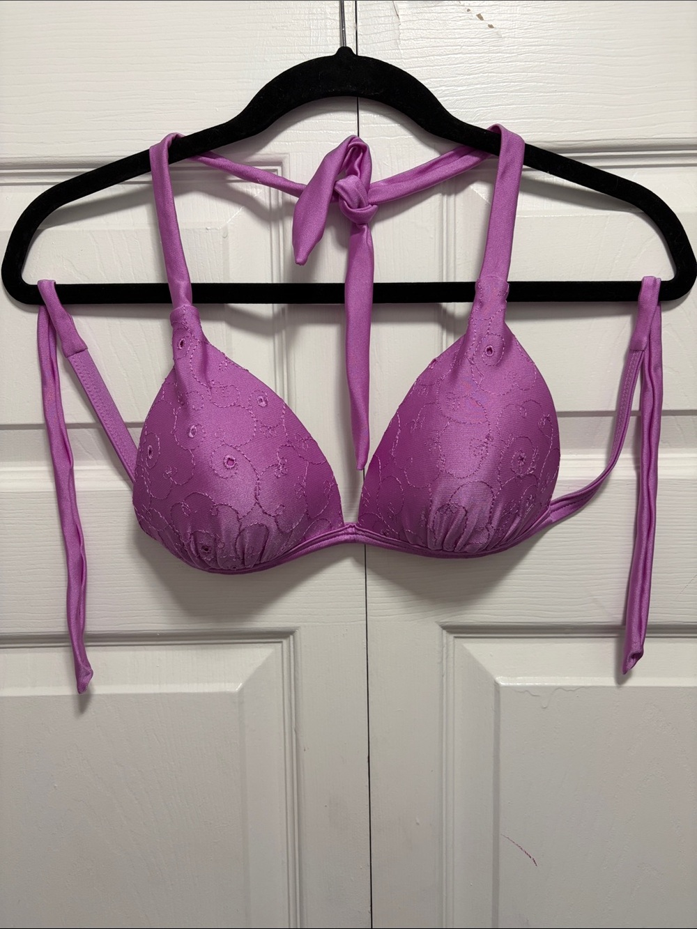 Hula Honey Lilac Halter Tie Bikini Top M